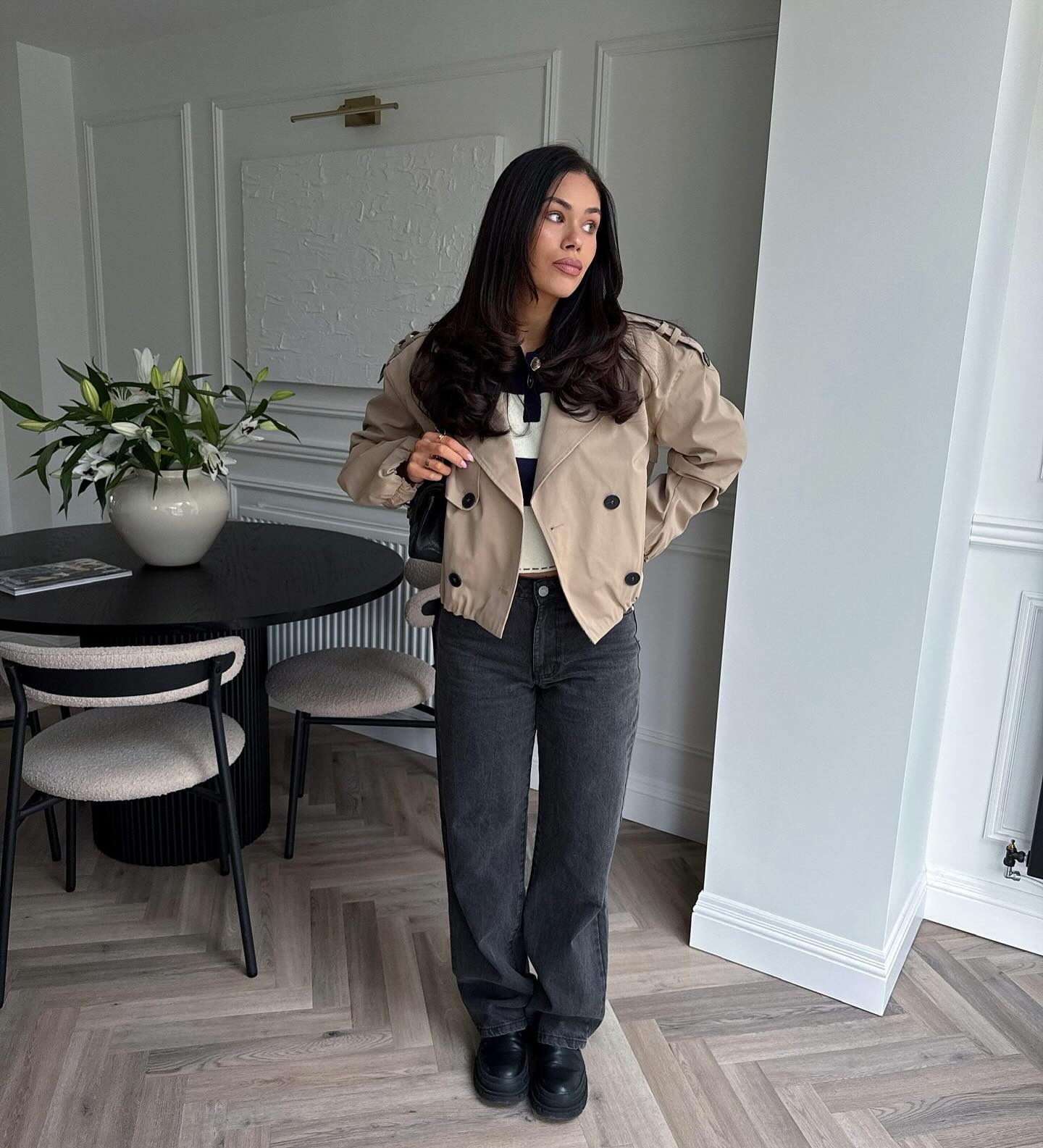 Beige Short Bubble Hem Trench Coat | River Island
