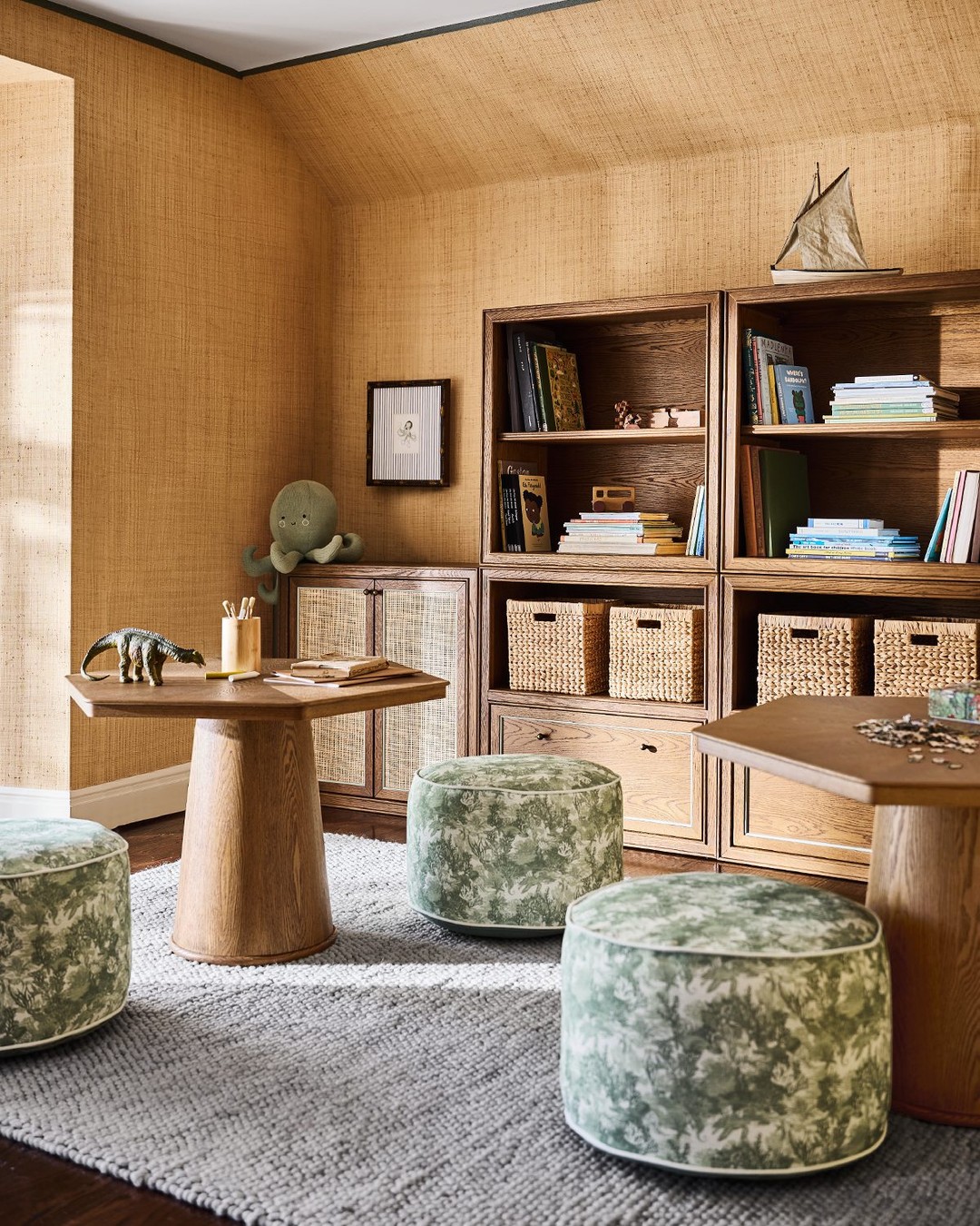 Kare Green Tapestry Kids Pouf by Jake Arnold + Reviews | Crate & Kids