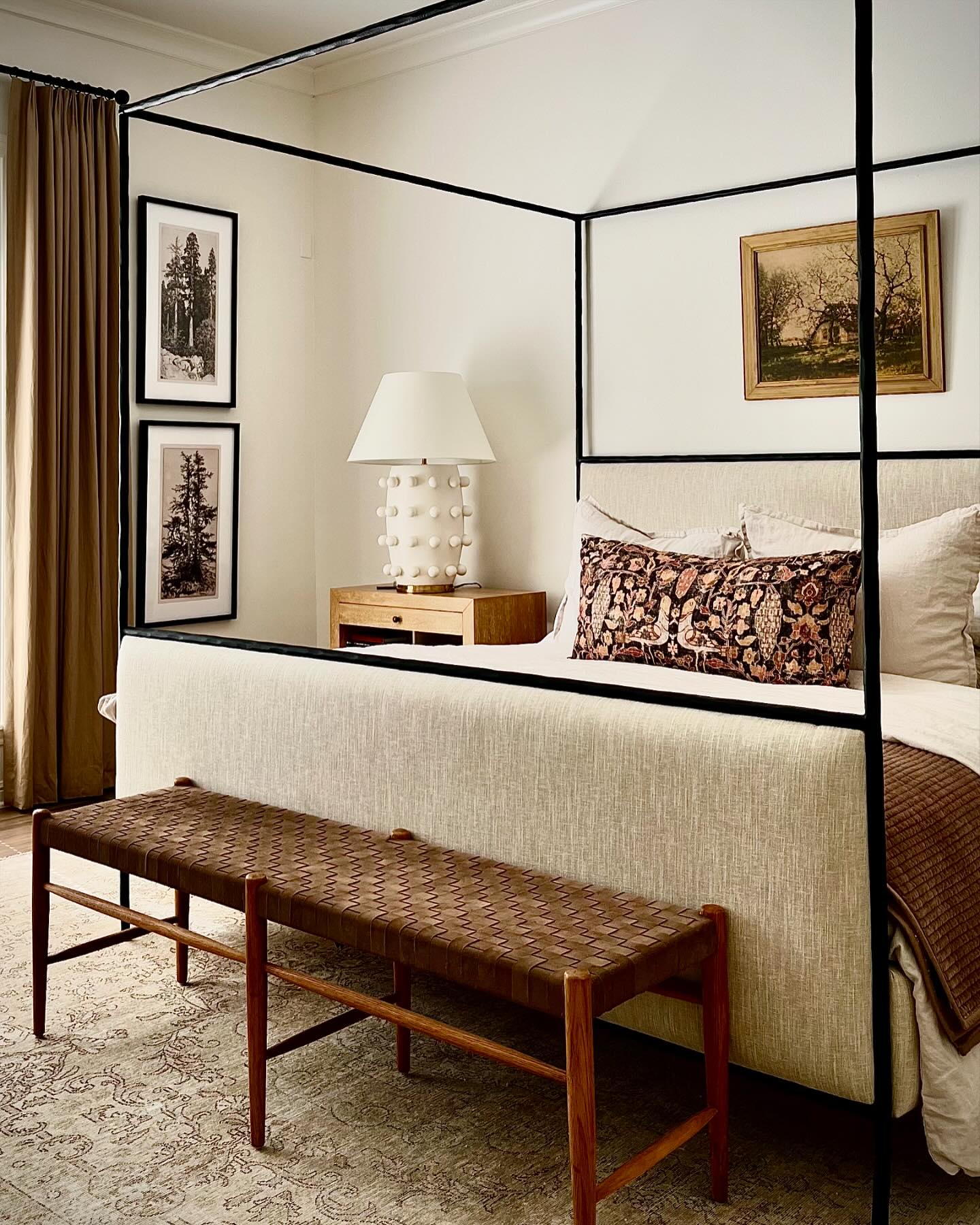 Dahlia Metal Framed Upholstered Canopy Bed | Crate & Barrel