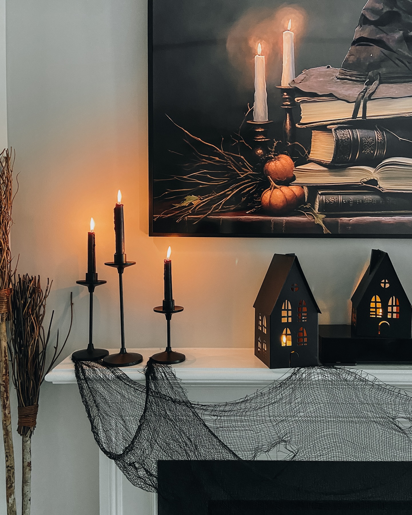 Black Metal Haunted House Halloween Candle Holders | Crate & Barrel