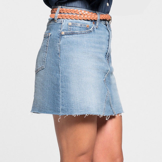 Start with a great denim skirt. Make it right-now with a high rise and raw hem. Wear on repeat. Tap to shop. #GapDenim