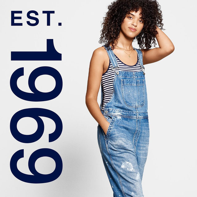 Our favorite way to do head-to-toe denim: a great pair of overalls. Like our new 1969 Premium overalls with just-right distressing. A well-loved look from the start. Tap to shop. #GapDenim