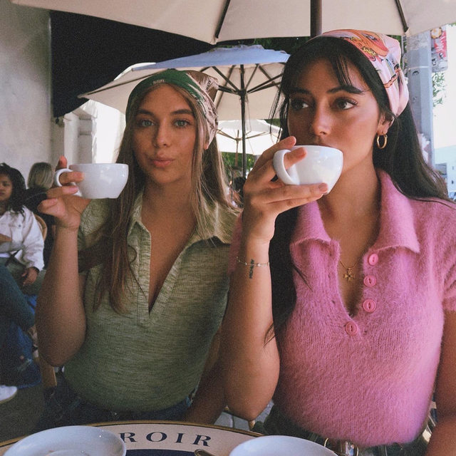 a couple weeks before we started to social distance 🍵 wolfiecindy in the mariana crop top on sale now - shop with our link in bio! #superdown