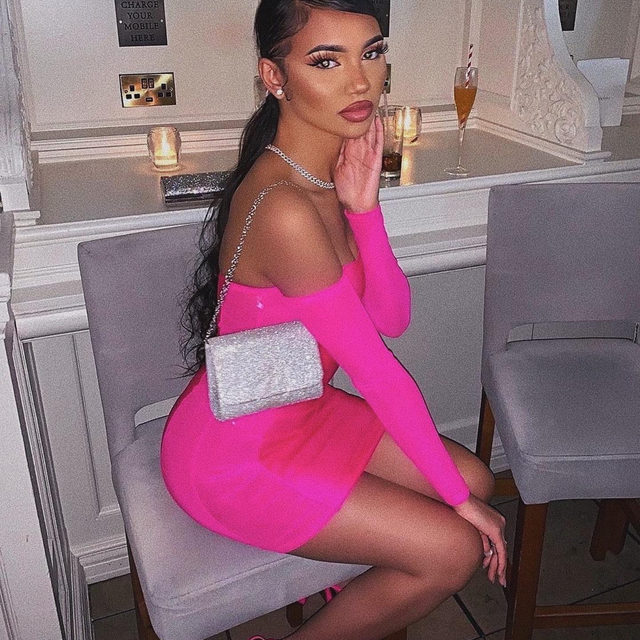 still poppin 💅 india_oneill in the halsey mesh mini dress on sale now - shop with our link in bio #superdown