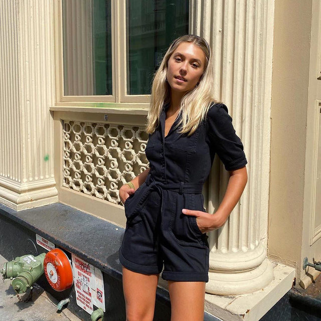 Mayslie Romper - Washed Black