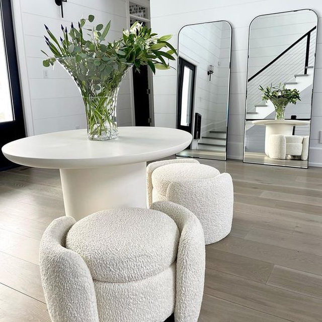 Edge Walnut Arch Rectangle Floor Mirror 32"x76"