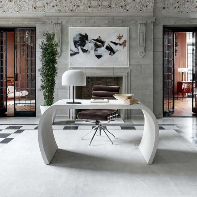 Wynn Ivory Concrete Waterfall Desk