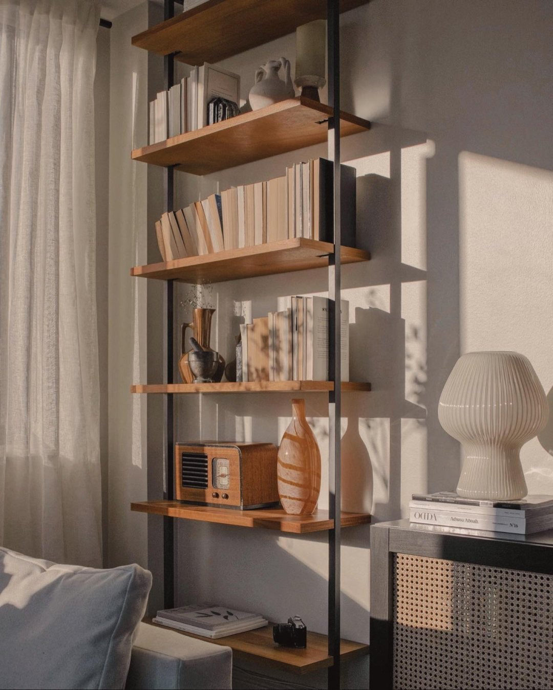 Helix Walnut Wood Wall Mount Bookshelf 96''