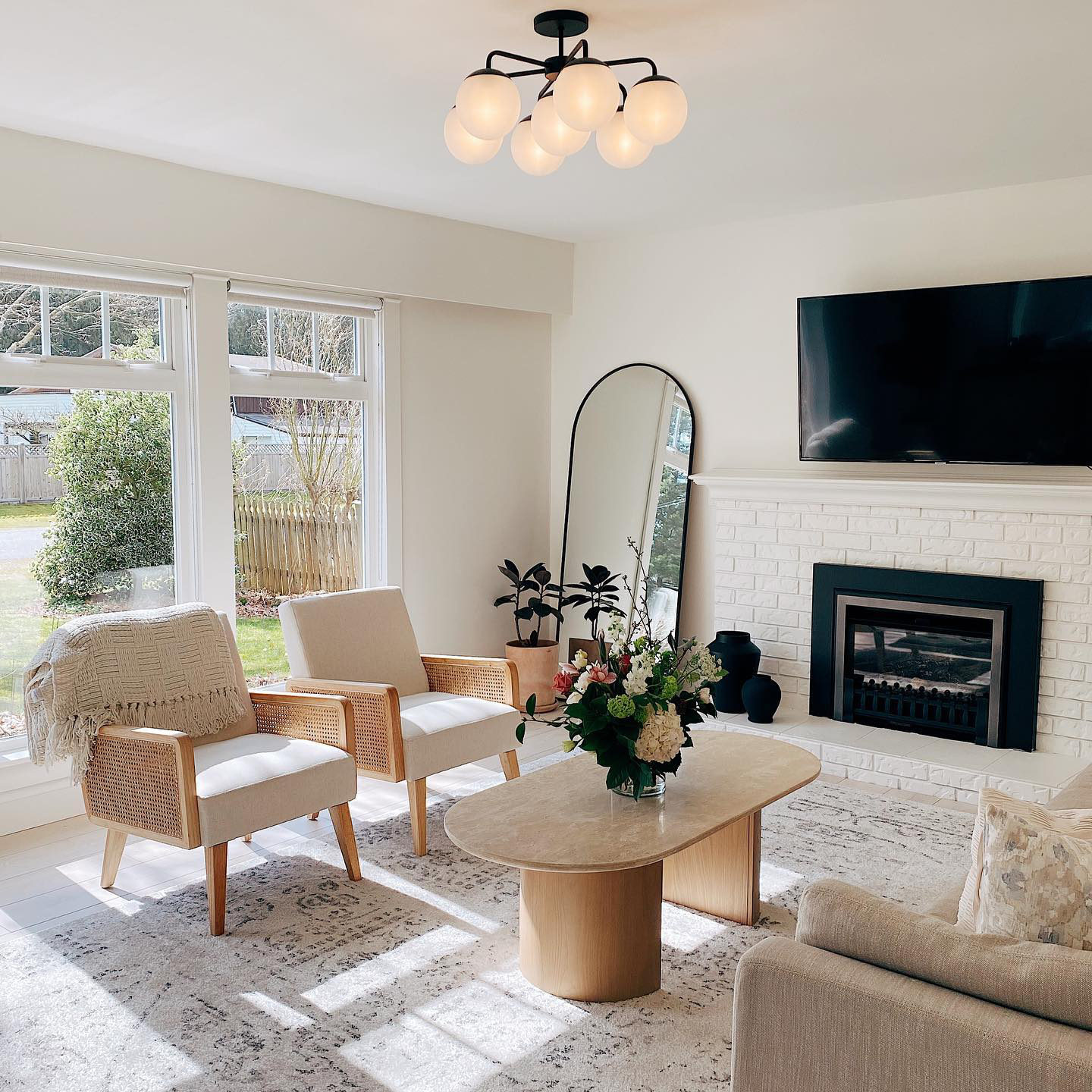 Travertine and Wood 54" Oval Coffee Table + Reviews Crate & Barrel