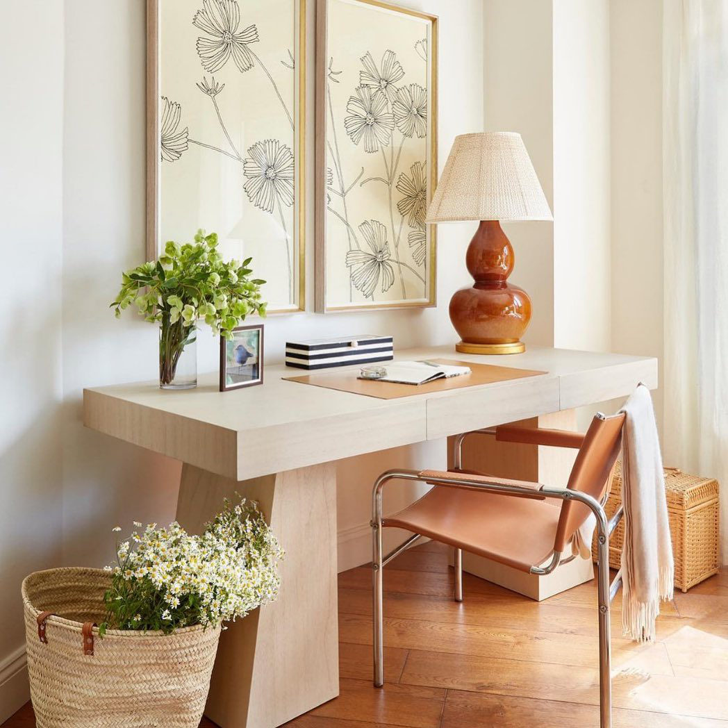 Ridge Modern Bleached Oak Desk with Drawer + Reviews | CB2
