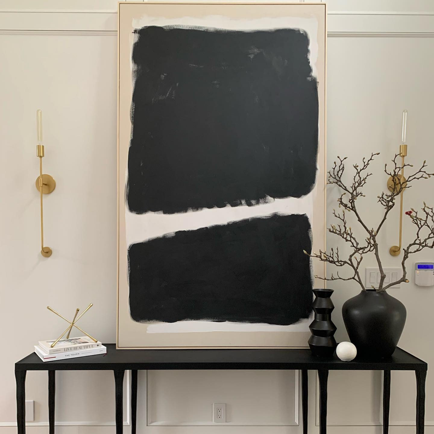 'Dark Modern Moment' Framed HandPainted Raw Canvas Wall Art 49"x81" + Reviews Crate & Barrel