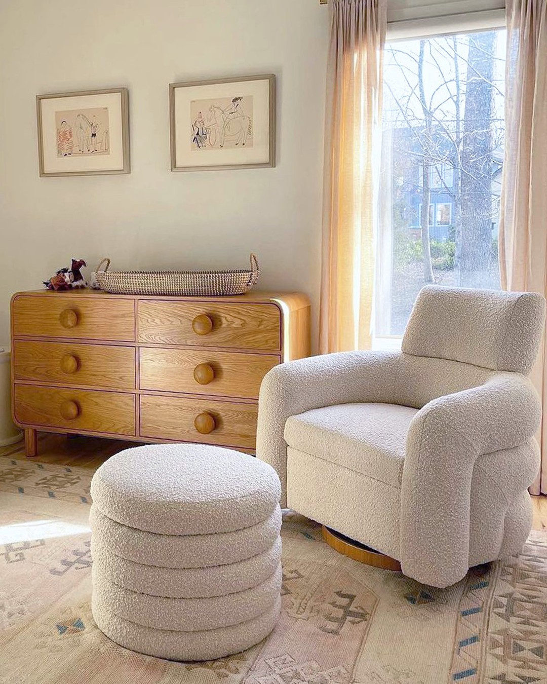 Snoozer Cream Boucle Nursery Swivel Glider Chair by Leanne Ford + Reviews | Crate & Kids