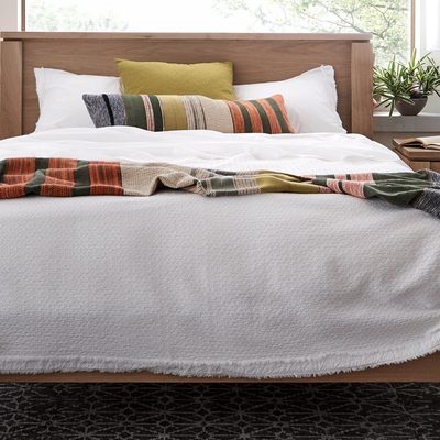 Organic Cotton White Eyelash Fringe King Coverlet - image 8 of 8