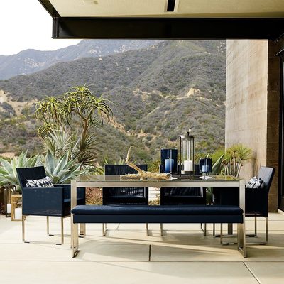 Dune 77" Rectangular Outdoor Dining Table with Taupe Painted Glass - image 10 of 11