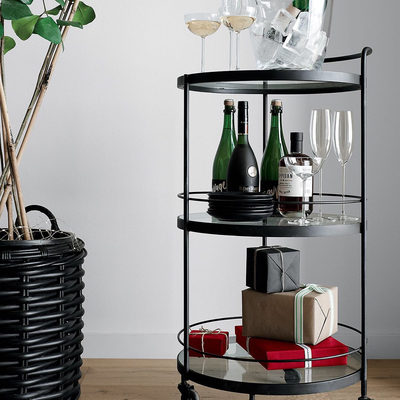 Black Rattan Woven Round Basket - image 9 of 11