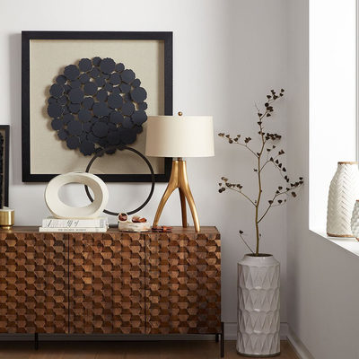 Raffael 49.5" Black Carved Wood Storage Media Console - image 13 of 14