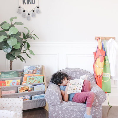 Large Lilac Mauve Organic Cotton Kids Lounge Nod Chair - image 11 of 12