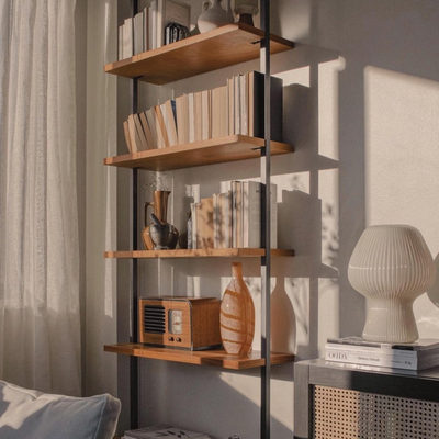 Helix 96" Walnut Wood Wall Mount Bookshelf - image 10 of 12