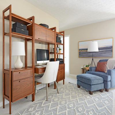 Tate Walnut Bookcase Desk with Outlet with 2 Bookcase File Cabinets. - image 4 of 6