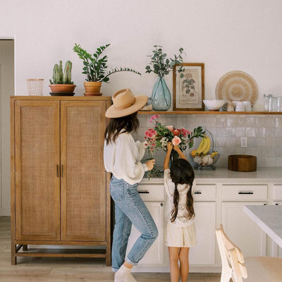 Blake 37" Light Brown Teak and Rattan 2-Door Storage Cabinet - image 13 of 14