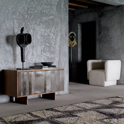 Kibo 83" Steel and Oak Wood Media Console by Kravitz Design - image 15 of 16