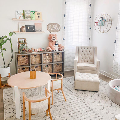 Nesting White and Natural Wood Kids Play Table - image 8 of 11