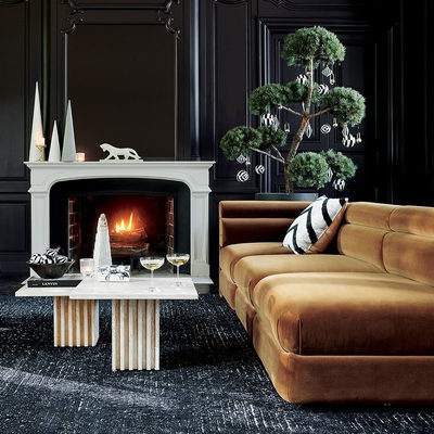 Carve Square Black Marble Side Table Large - image 13 of 14