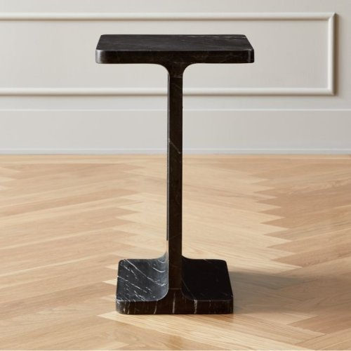 I Beam Black Marble Modern Side Table + Reviews | CB2 Canada