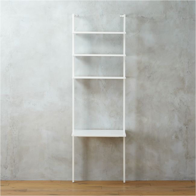 Stairway Modern White Wall Mount Desk with Shelves 96 Reviews CB2