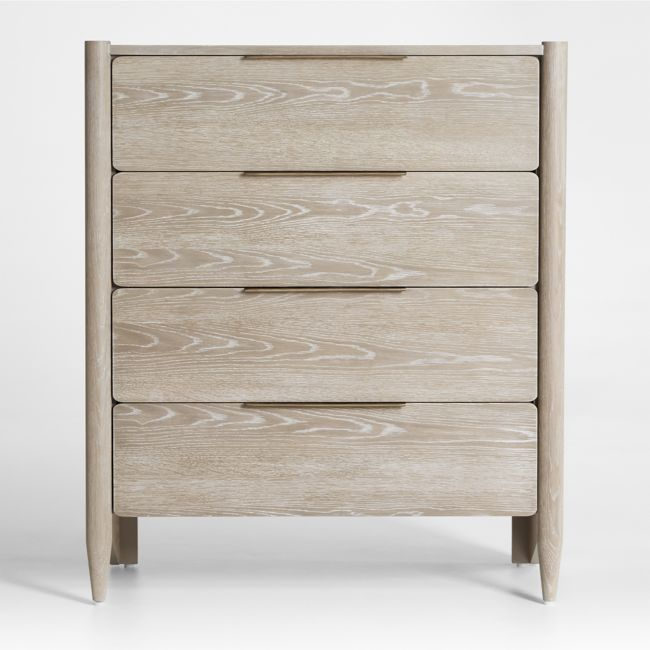 crate barrel dresser Kensington 78" Natural Oak Wood Fluted 9-Drawer Dresser