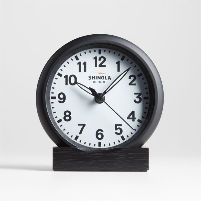 Shinola Runwell Chrome Desk Clock | Crate & Barrel